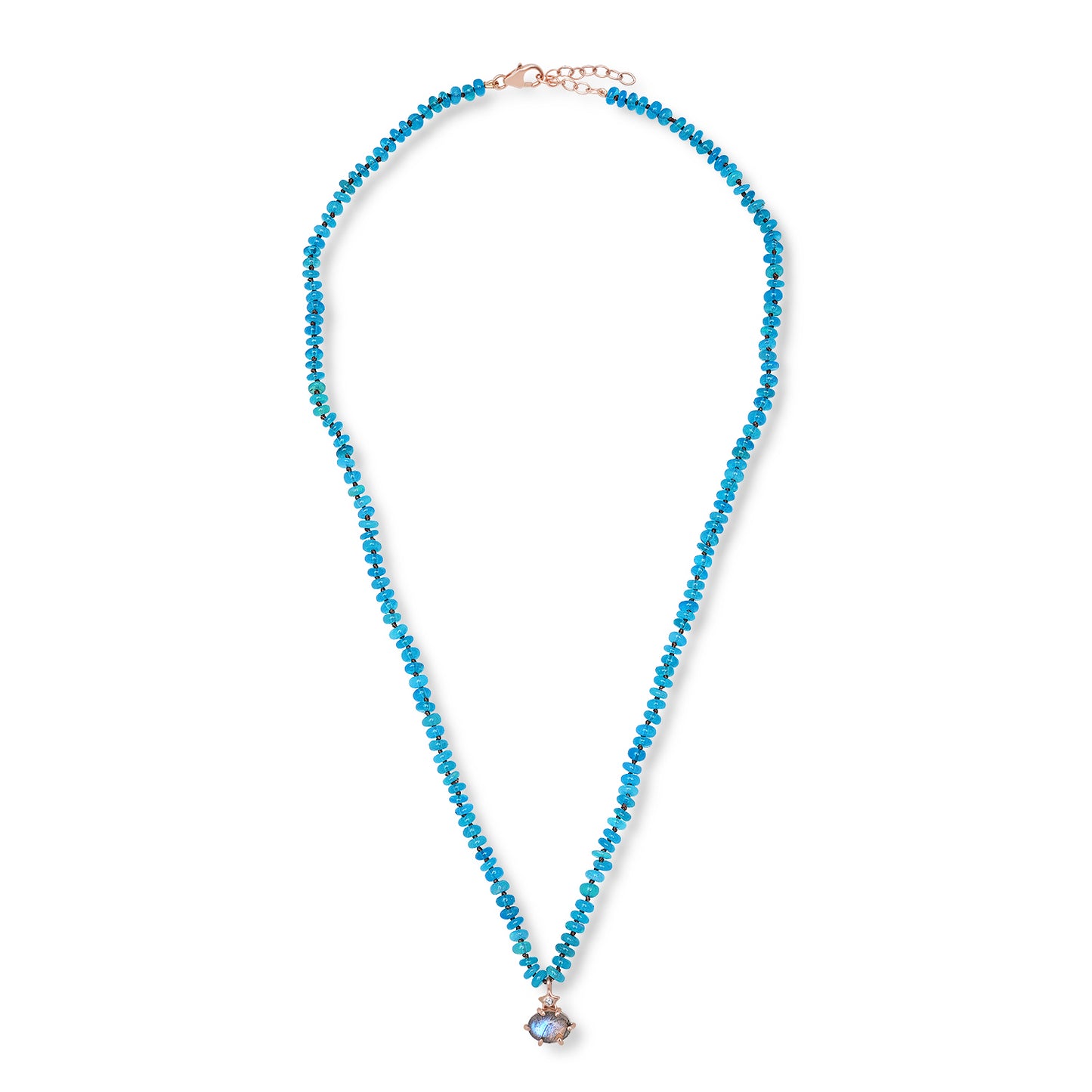 Teal Ethiopian Opal Beaded Knotted Necklace