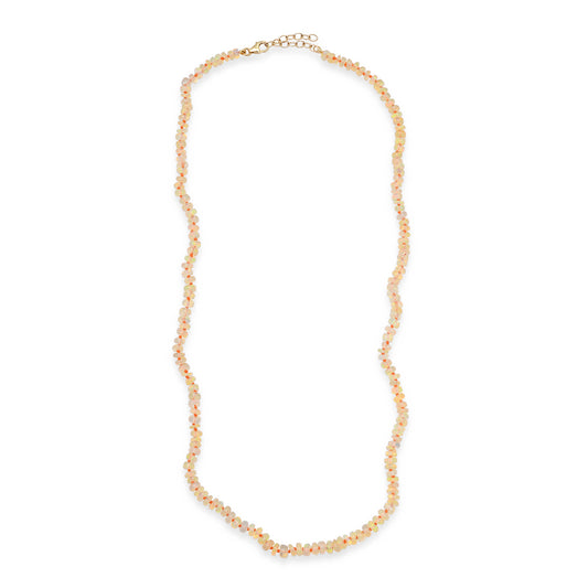 Ethiopian Opal Beaded Necklace with Tangerine Silk Thread