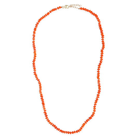 Fire Opal Beaded Necklace With Sienna Silk Thread