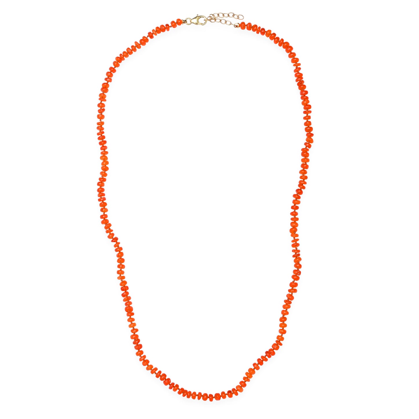 Fire Opal Beaded Necklace With Sienna Silk Thread