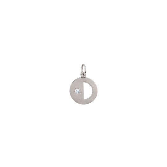 Small First/Last Quarter Single Diamond Half Moon Phase Charm