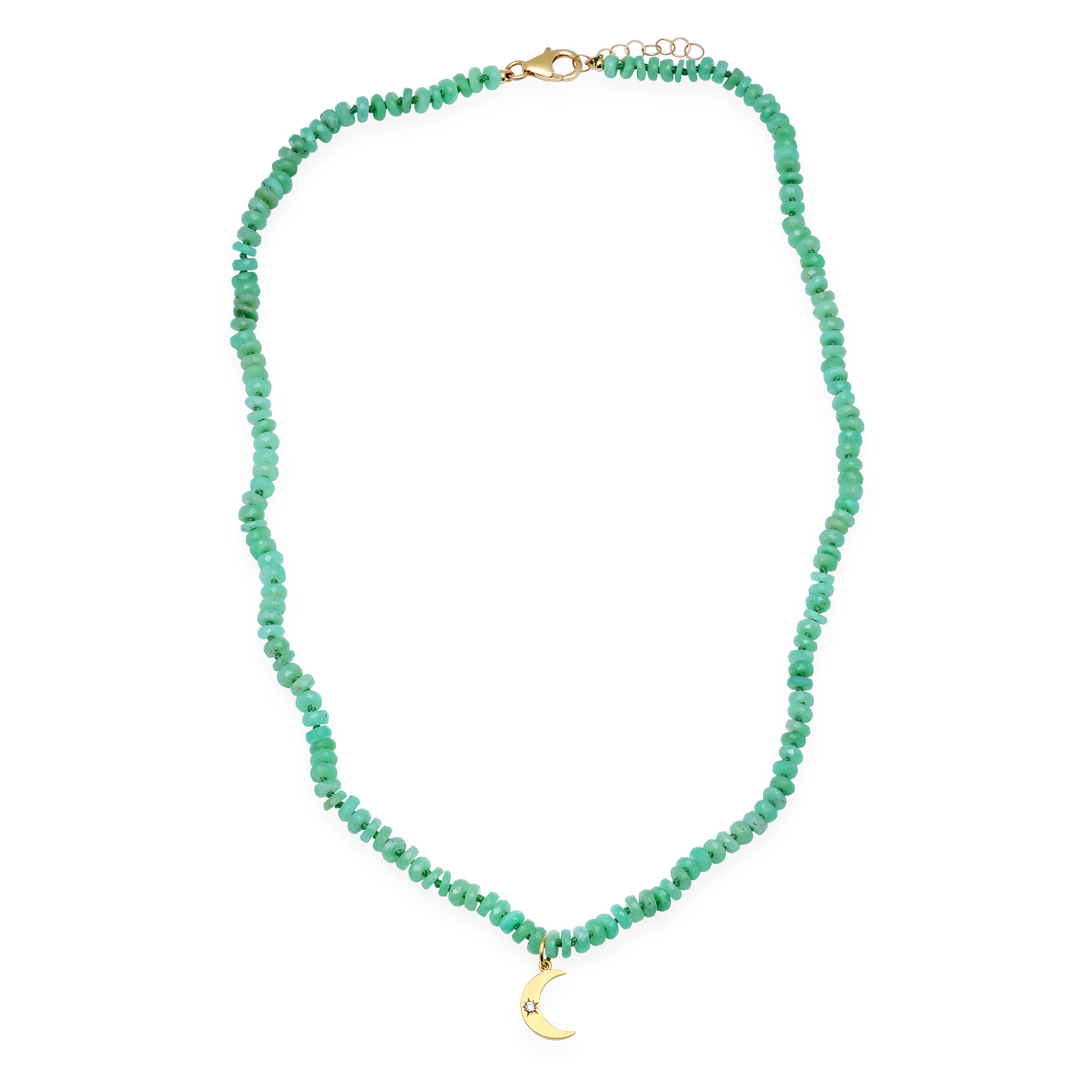 andrea fohrman Chrysoprase Tire Beaded Necklace With Crescent Charm