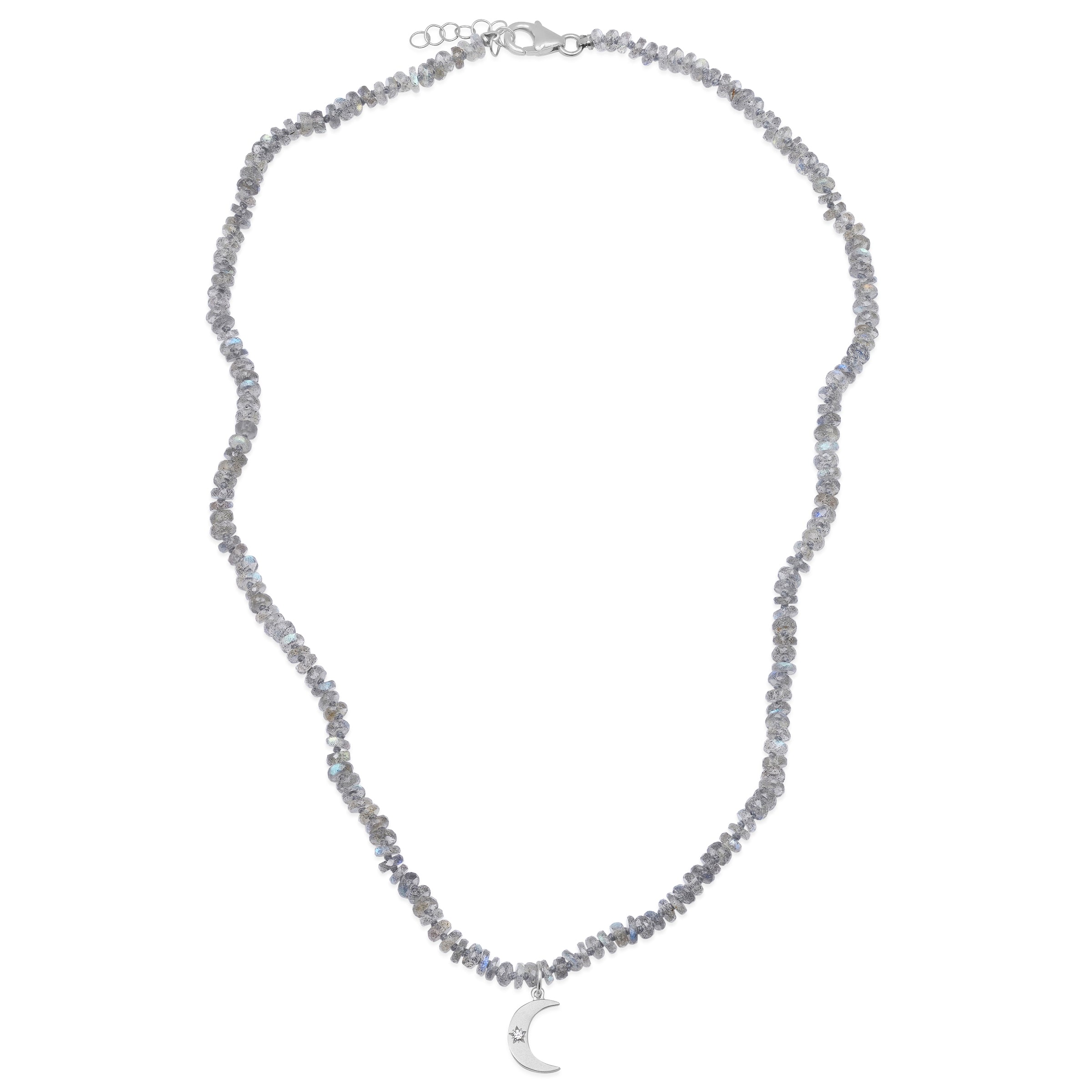 andrea fohrman Labradorite Tire Beaded Necklace with Crescent Charm