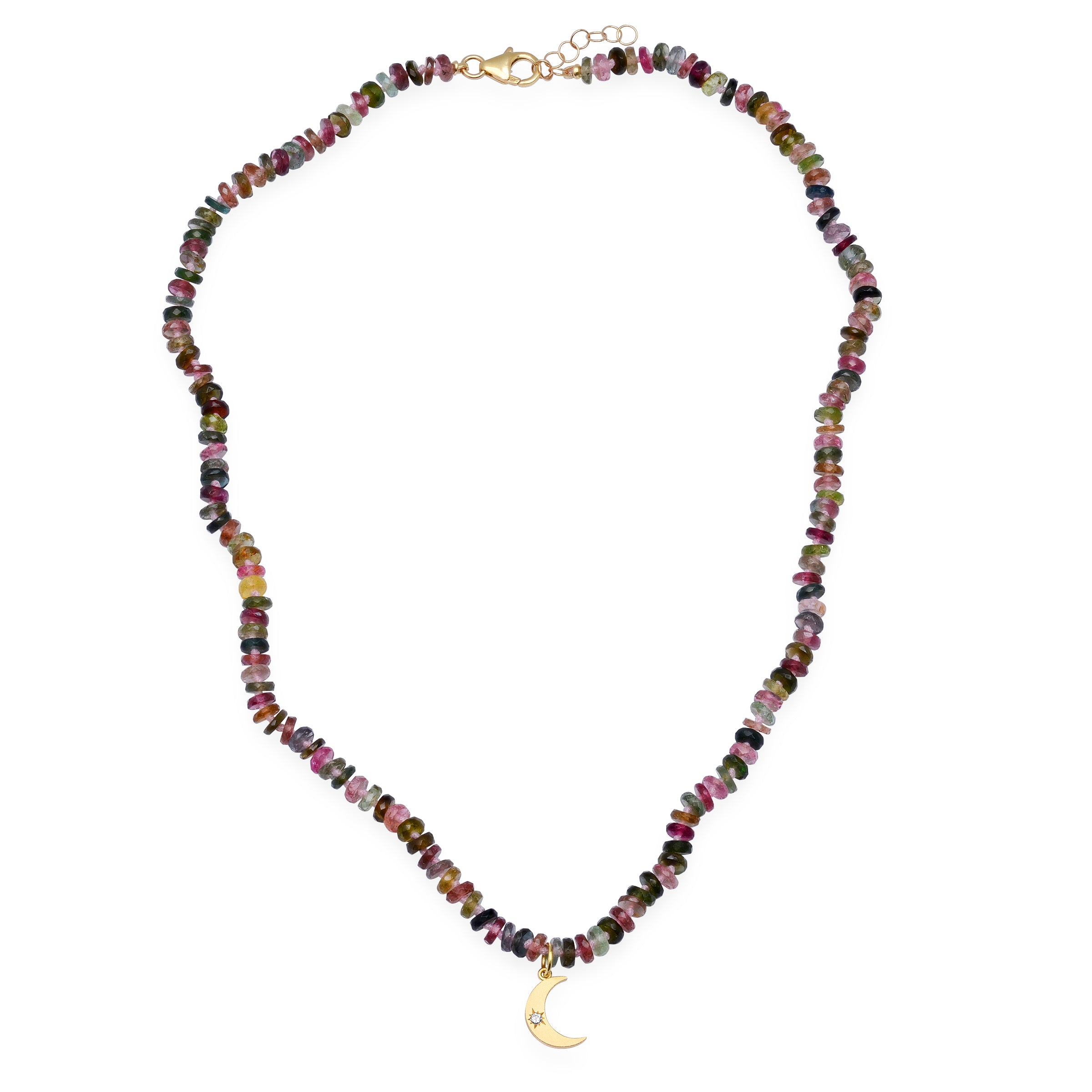 andrea fohrman Tourmaline Tire Beaded Necklace with Crescent Charm