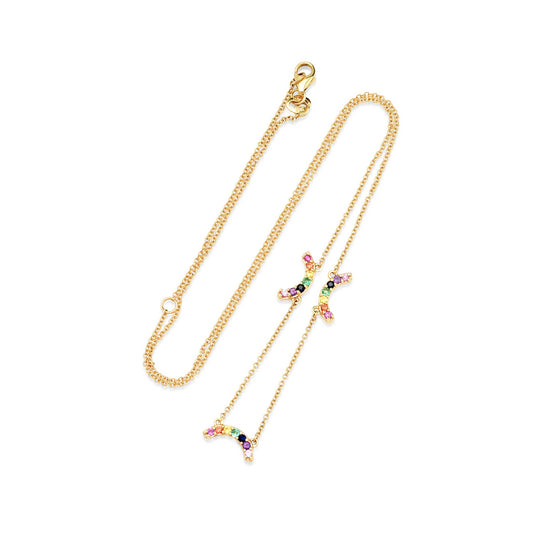 Single Row Rainbow Charm Necklace