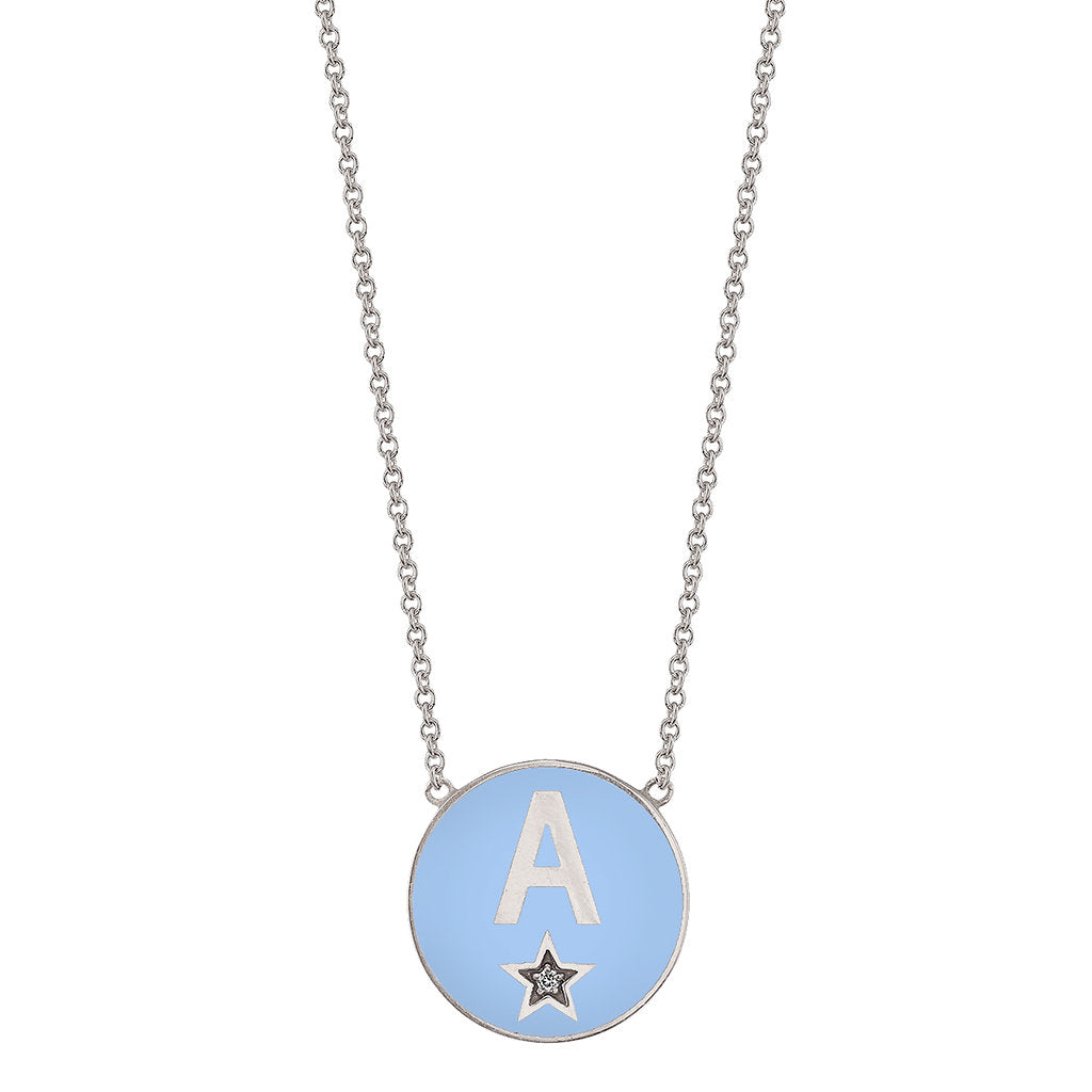 Diamond Star Enamel Initial Necklace