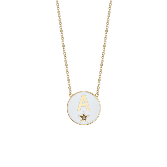 Diamond Star Enamel Initial Necklace