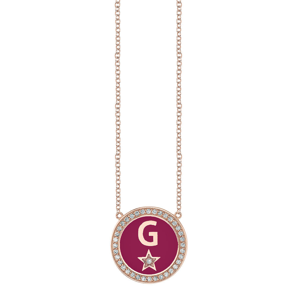 Diamond Enamel Initial Necklace