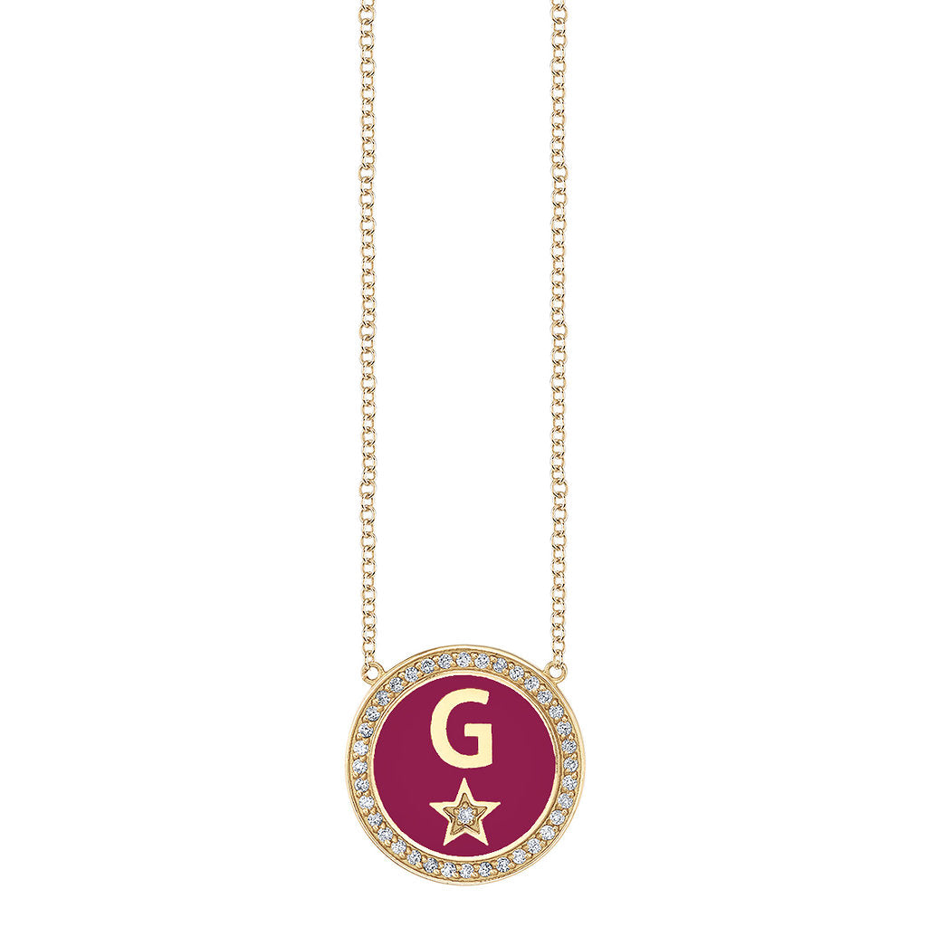 Fornash Enamel Necklace ID Monogram Pink Baby Soft Chain