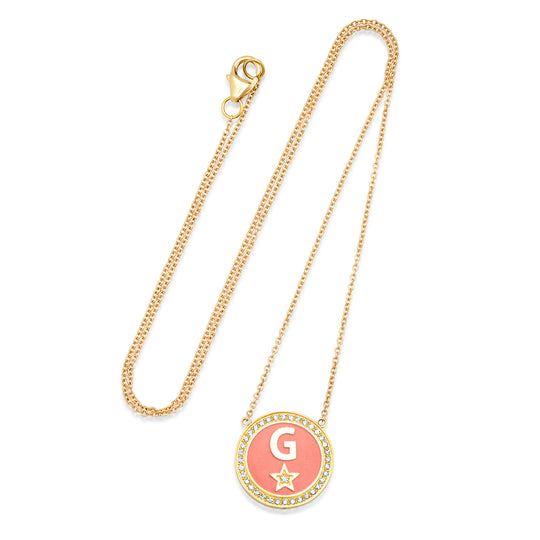 Diamond Enamel Initial Necklace