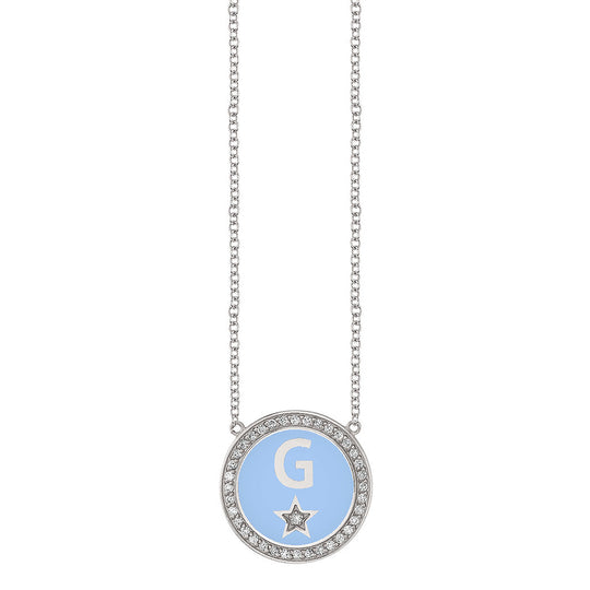 Diamond Enamel Initial Necklace