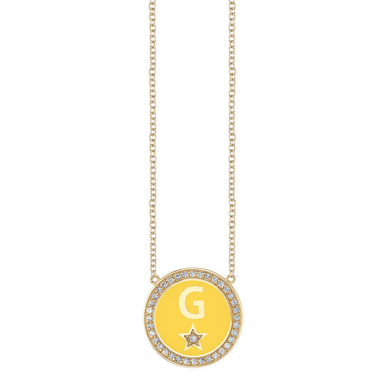 Diamond Enamel Initial Necklace