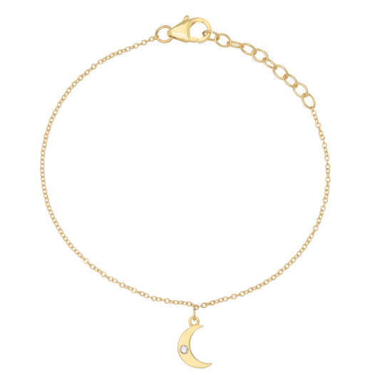 Mini Moon Phase Diamond Crescent Charm Bracelet