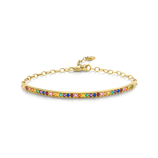 Single Row Multi Sapphire Rainbow Bracelet