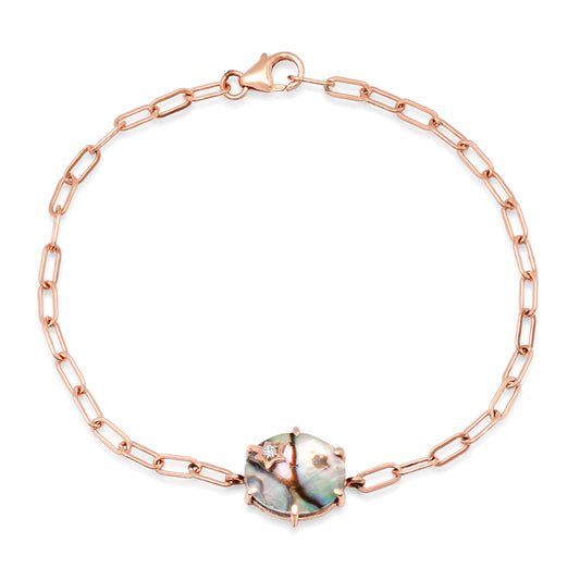 Mini Galaxy Faceted Mother of Pearl Chain Bracelet