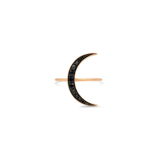 Medium Black Diamond Luna Ring