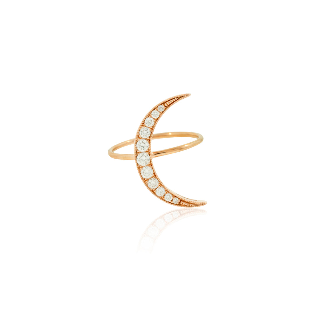 Medium White Diamond Luna Ring