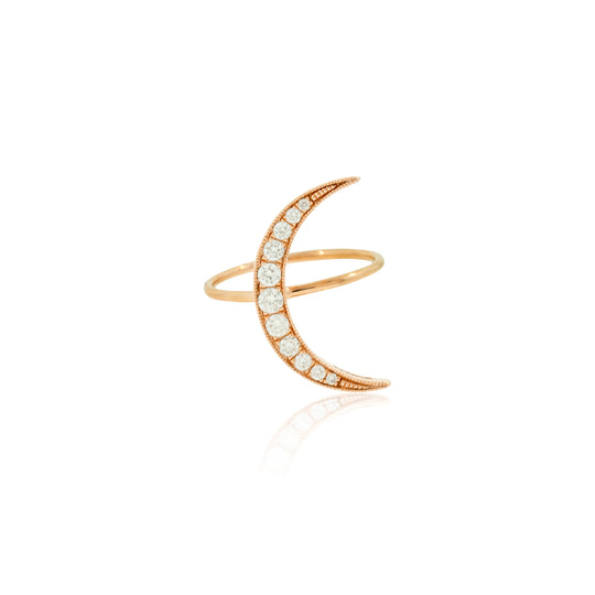 Medium White Diamond Luna Ring