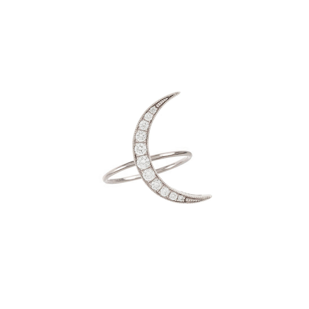 Medium White Diamond Luna Ring