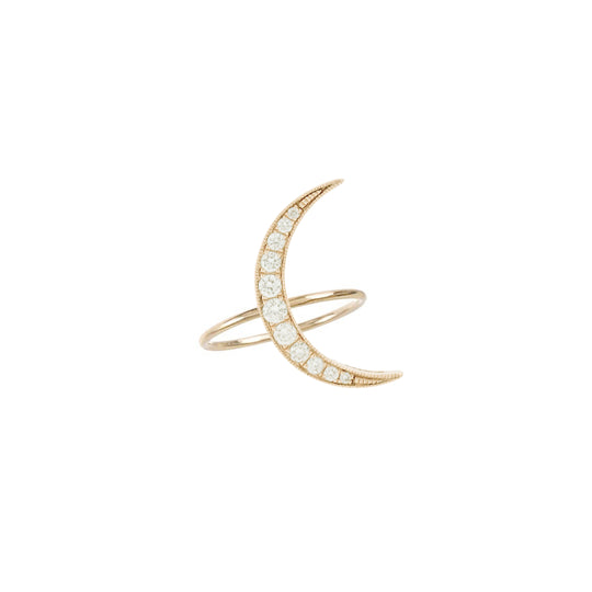 Medium White Diamond Luna Ring