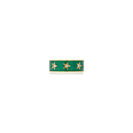 Emerald Enamel Star Band