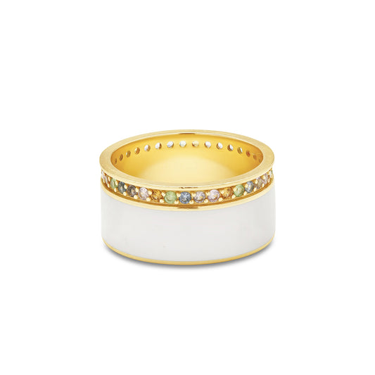 Thick Enamel Band With Pavé