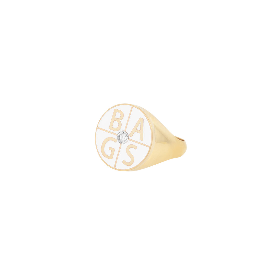 Custom Enamel 4 Letter Signet Ring