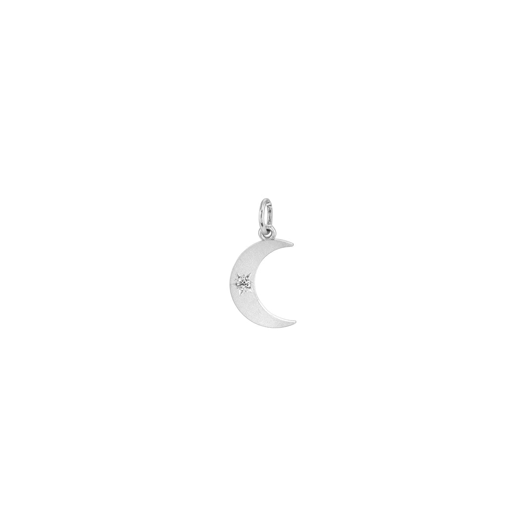 Small Crescent White Diamond Center Moon Phase Charm