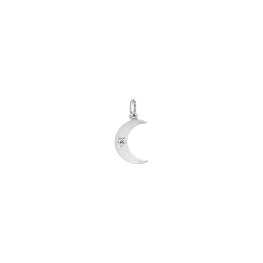 Small Crescent White Diamond Center Moon Phase Charm