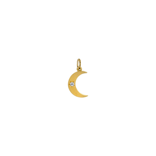 Small Crescent White Diamond Center Moon Phase Charm