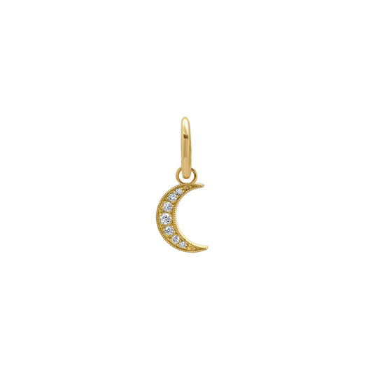 Small Crescent White Diamond Moon Phase Huggie