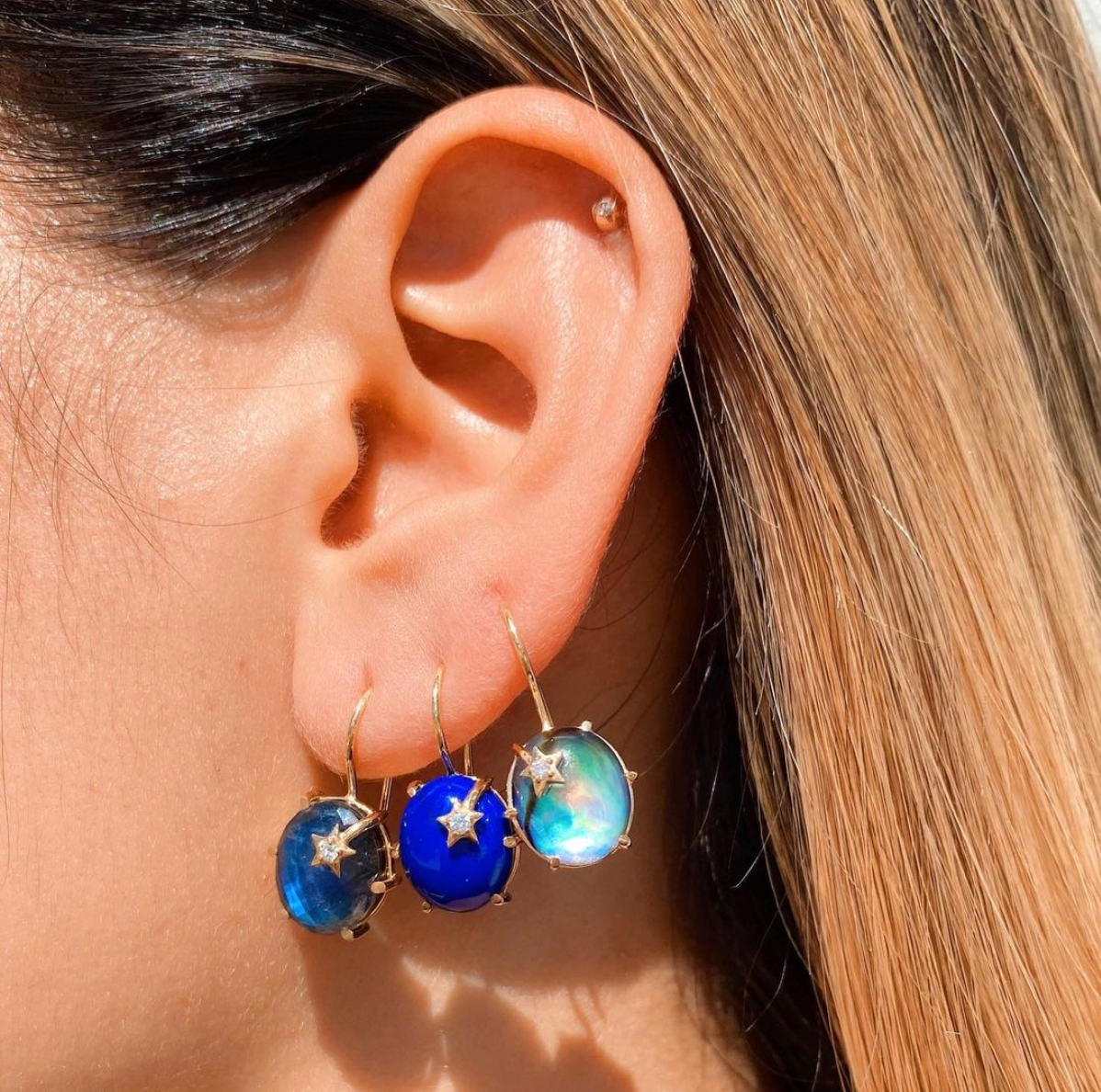 Mini Galaxy Labradorite/Hematite Earrings