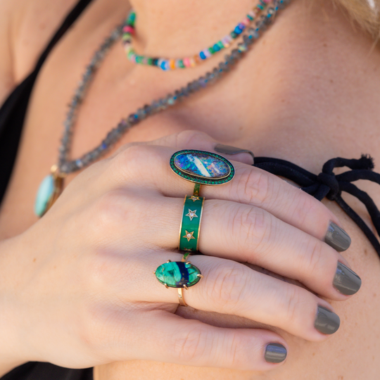Emerald Enamel Star Band