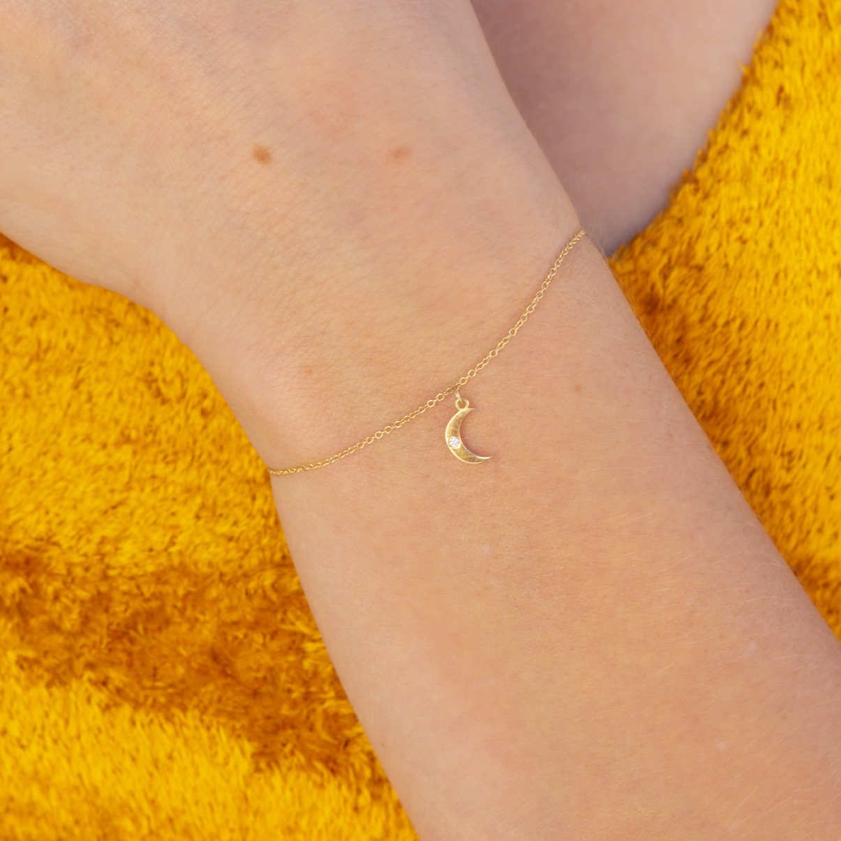 Mini Moon Phase Diamond Crescent Charm Bracelet
