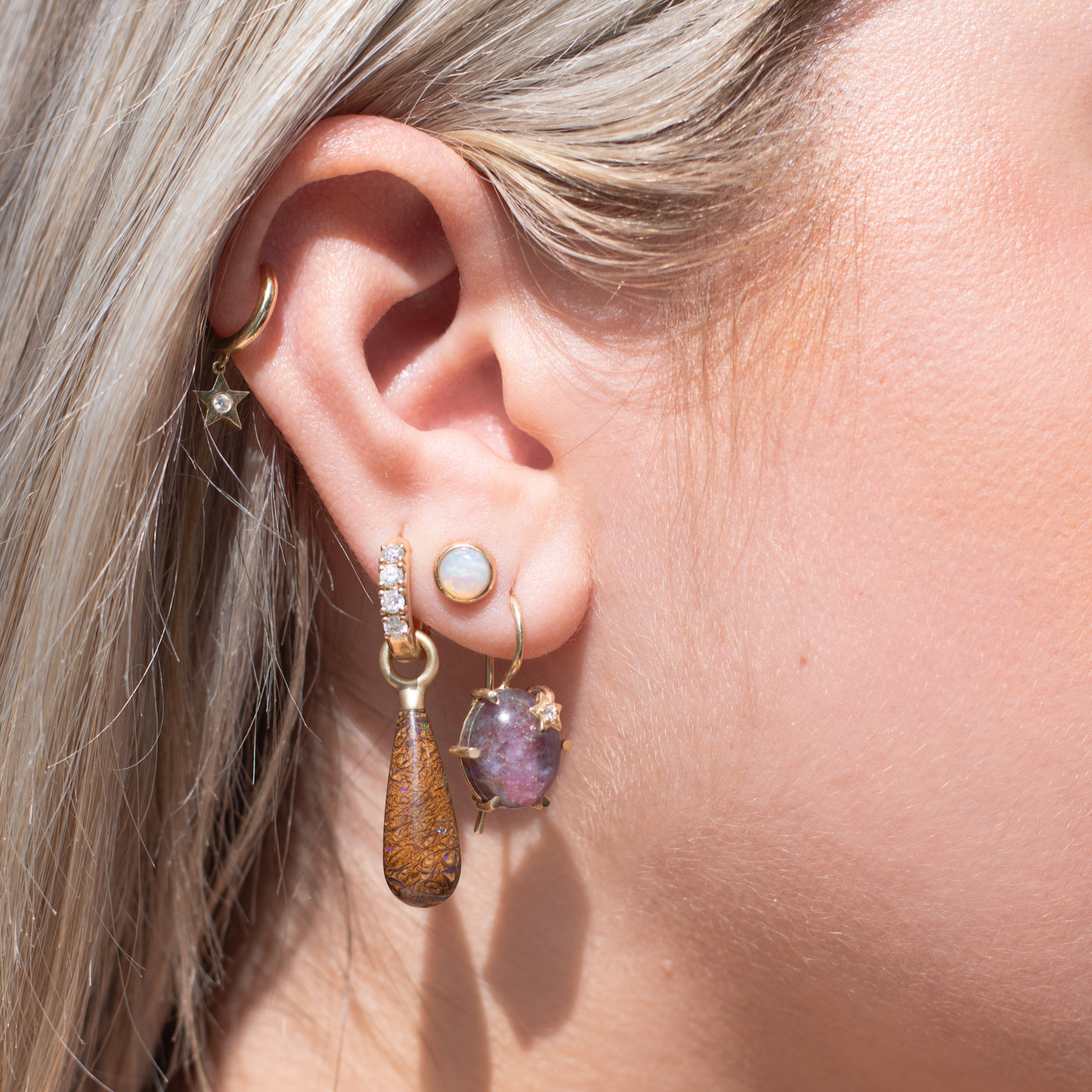 Mini Galaxy Ruby Kyanite Earrings