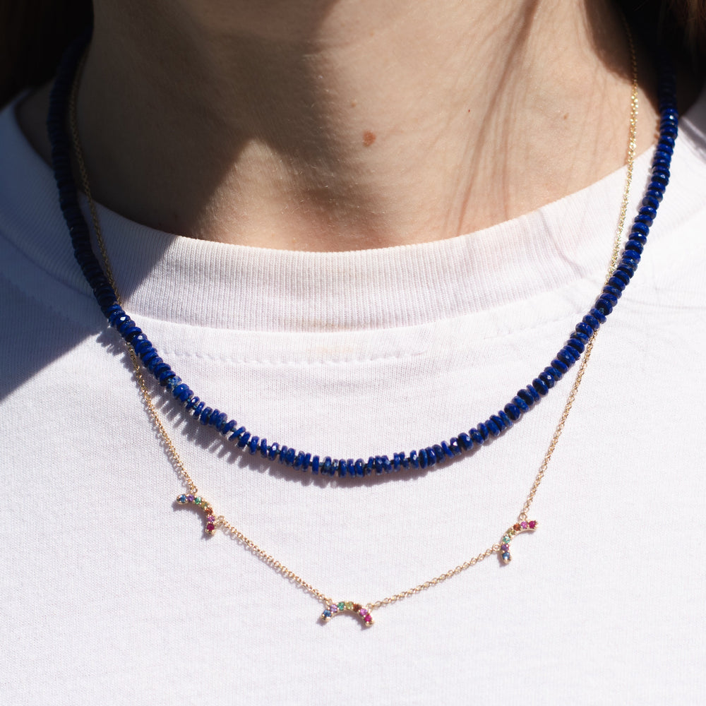 Single Row Rainbow Charm Necklace