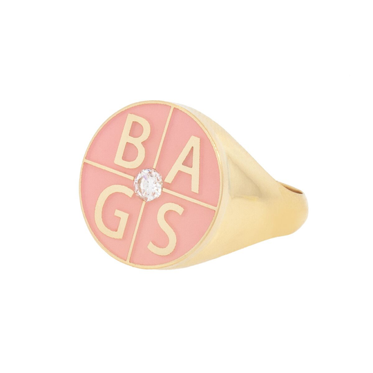 Custom Enamel 4 Letter Signet Ring