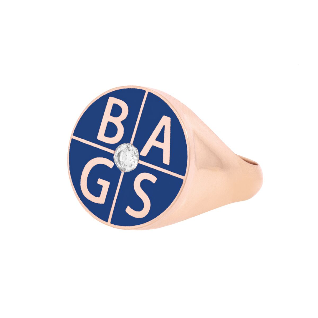 Custom Enamel 4 Letter Signet Ring